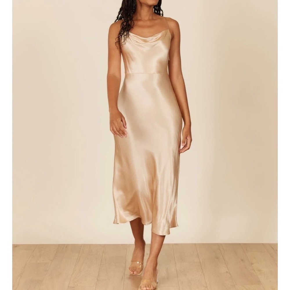 Park & Fifth Size XS Burgandy Satin Sleeveless Bowen Midi Dress